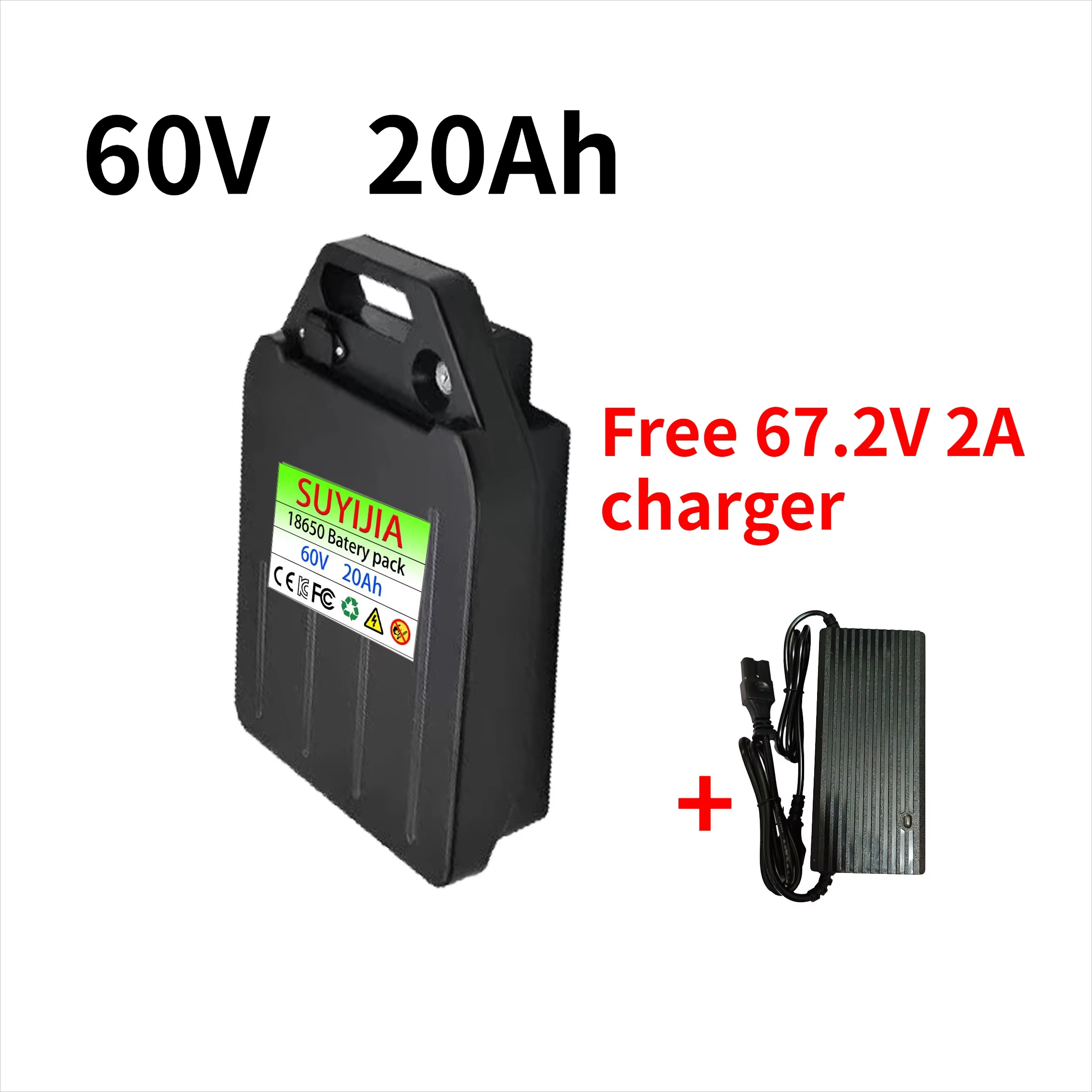 Scooter électrique 60V 20Ah-40Ah 2000W avec chargeur gratuit, batterie lithium pour voiture électriq