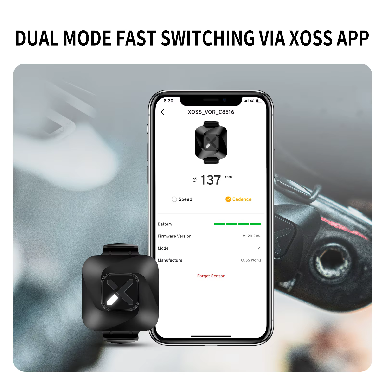 XOSS-Capteur de cadence de vitesse Vortex pour ordinateur de vélo, étanche IPX7, autonomie de la bat