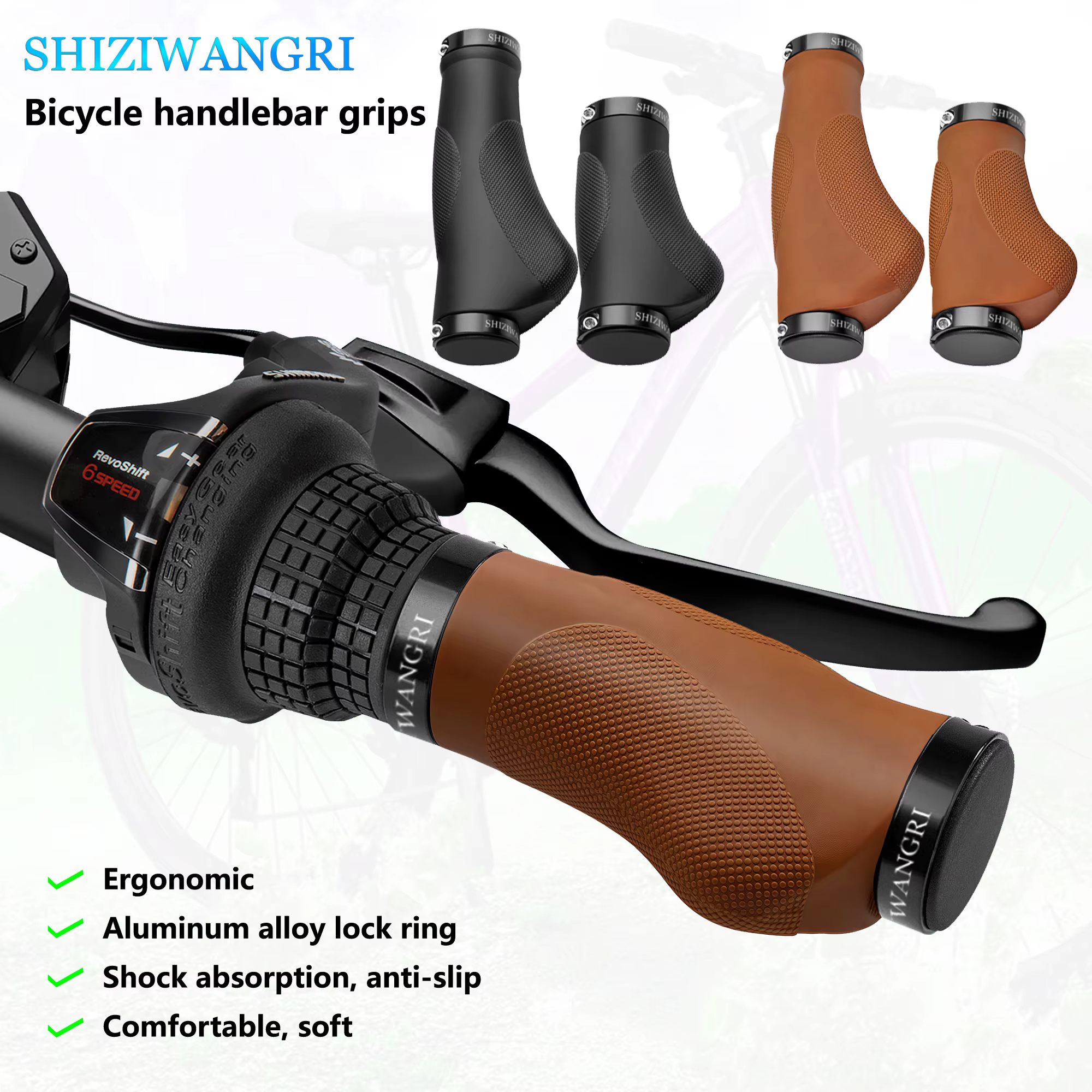 SHIZIWANGRI guidon de vélo poignées ergonomiques en caoutchouc TPR confortable pour vélos à vitesse