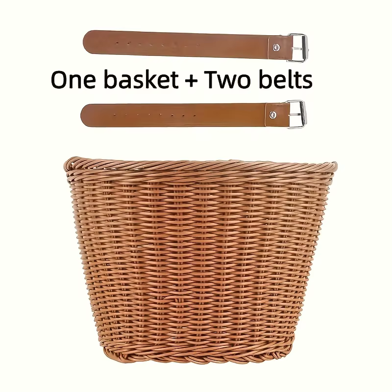 1 panier de vélo, panier de rangement de style tressé, adapté aux scooters, poussettes et vélos – pa