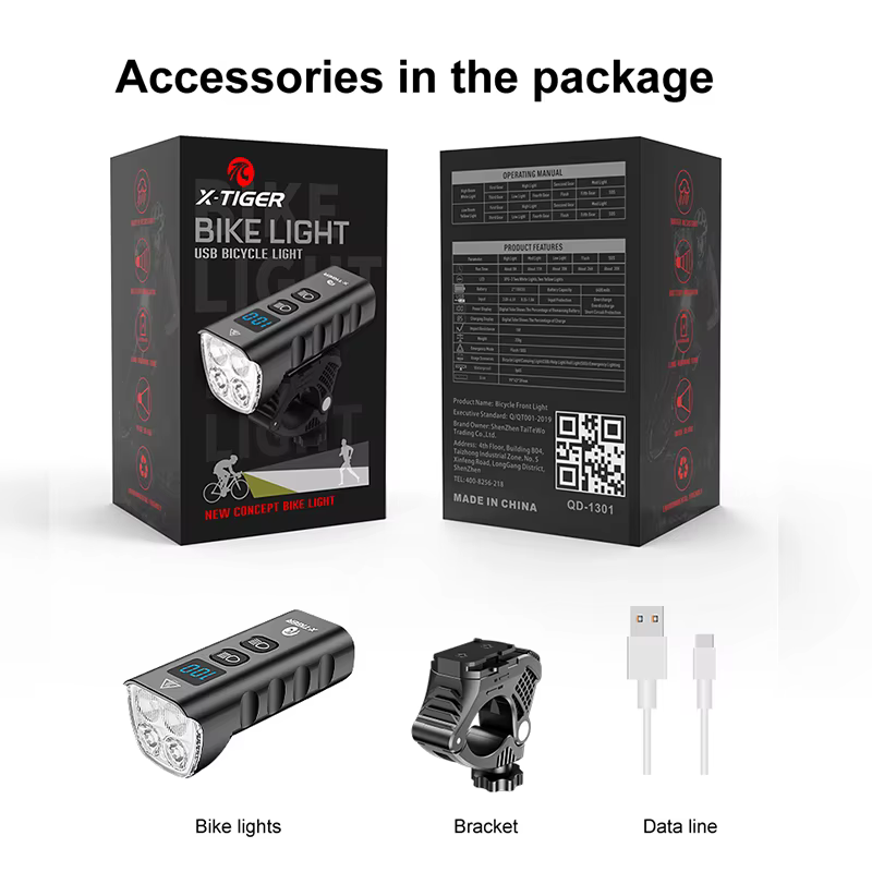 X-TIGER étanche vtt vélo lumière en alliage d'aluminium route cyclisme USB Rechargeable phare 2400 L