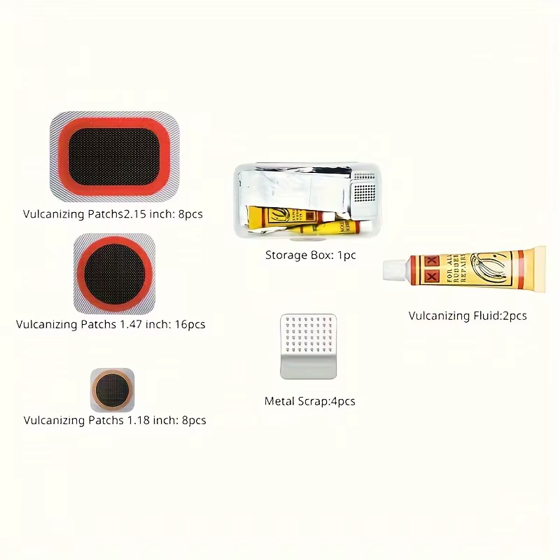 Kit de réparation de pneus de vélo 32 pièces-Kits de patchs de crevaison de chambre à air de vélo av