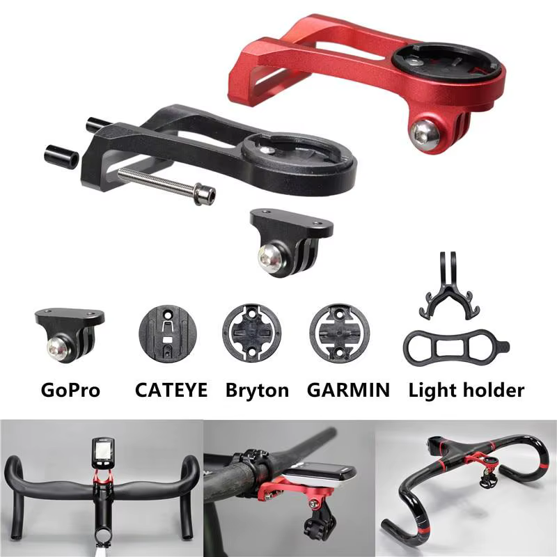 Support de montage d'ordinateur de vélo en alliage d'aluminium, pince de phare, adaptateur de suppor
