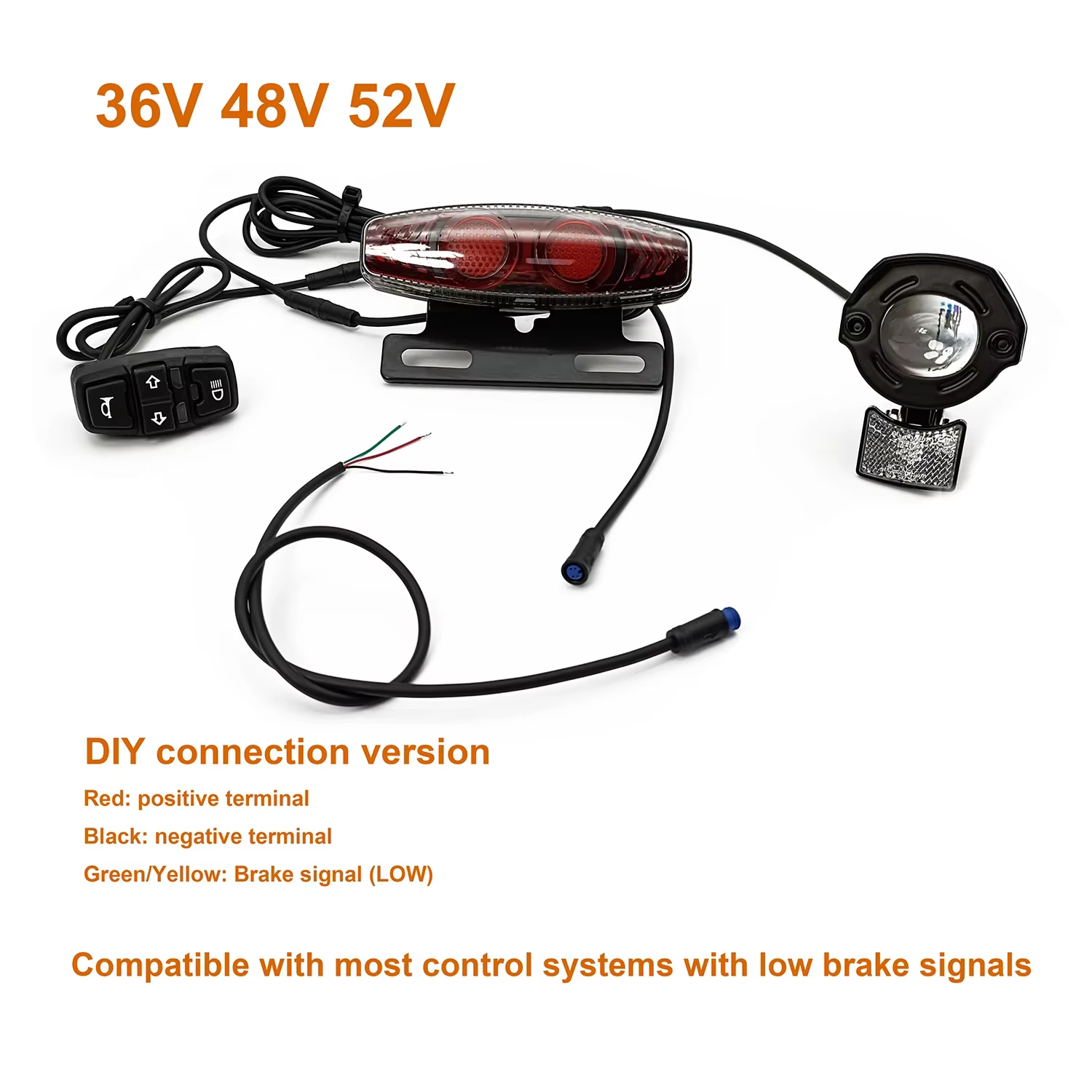 Kit d'éclairage universel pour vélo électrique EBKE, 24V, 36V, 48V, 60V, BAFANG, JULET, feu de frein