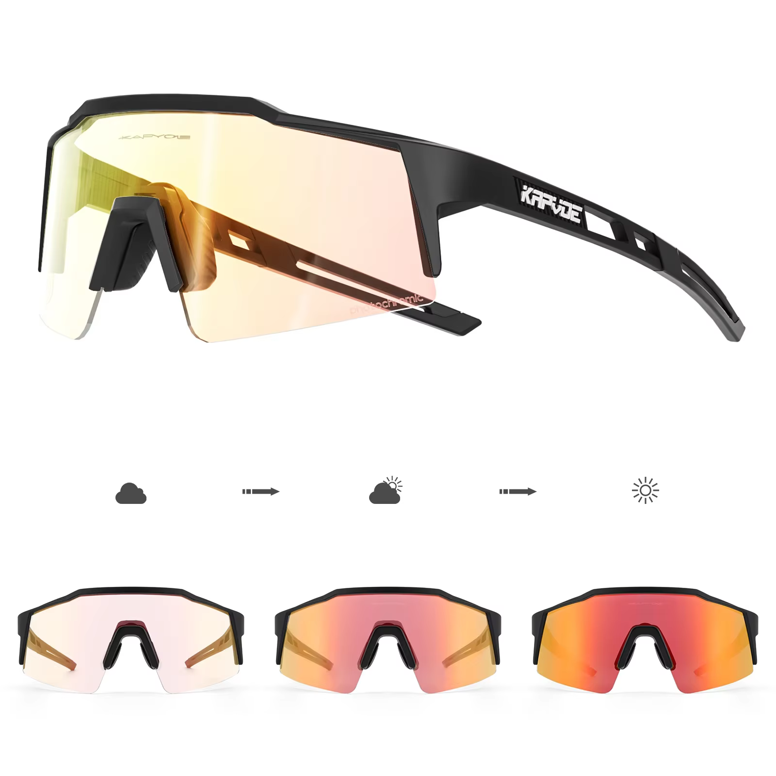 Kapvoe rouge photochromique cyclisme lunettes de soleil pour hommes bleu photochromisme lunettes Cyc