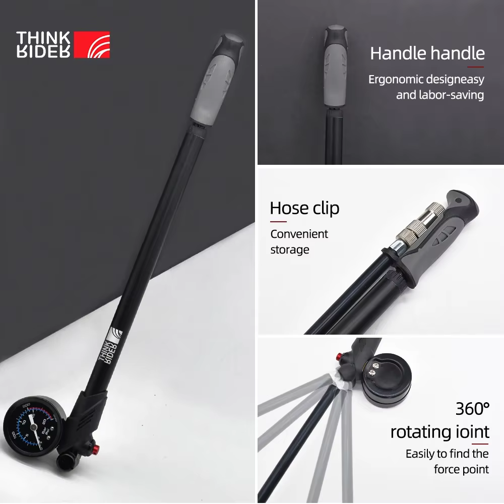 ThinkRider pompe à air de vélo Portable haute pression 300psi avec jauge pour fourche et Suspension
