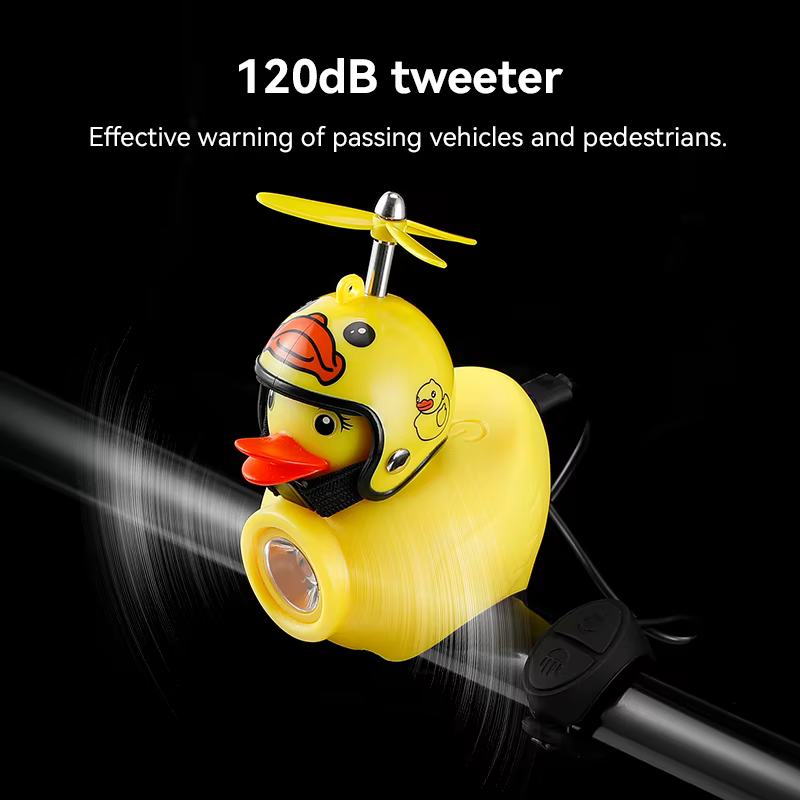 Lumière de vélo pour enfants, équitation de nuit, petit canard jaune, sonnette pour enfants, lampe d