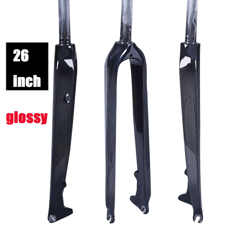 Nouvelle fourche de vélo en fibre de carbone 3K 26/27,5/29 pouces, tube droit/conique, fourche VTT 9