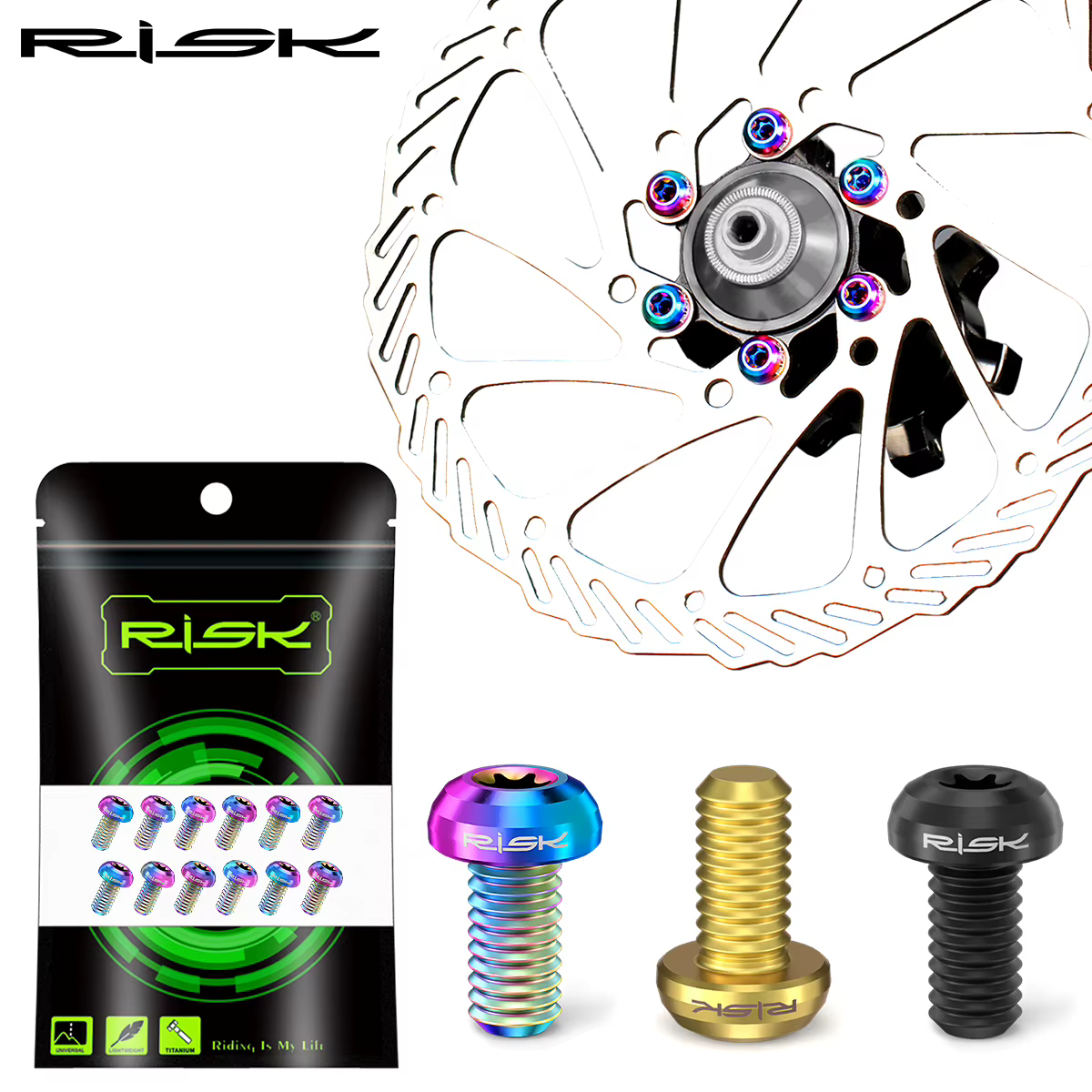 Risque 12 pièces M5 * 10MM vélo frein à disque Rotor boulons de fixation TC4 titane vélo vtt vélo ul