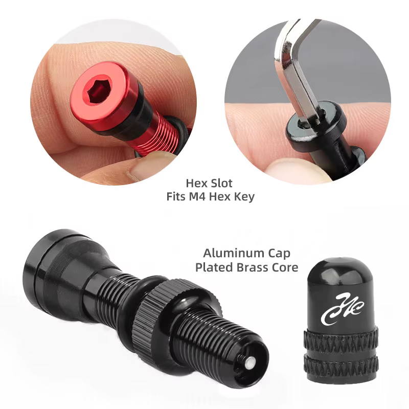 Deemount 2 pièces vélo Tubeless Schrader mamelon A/V vannes noyau en laiton CNC usiné anodisé pour v