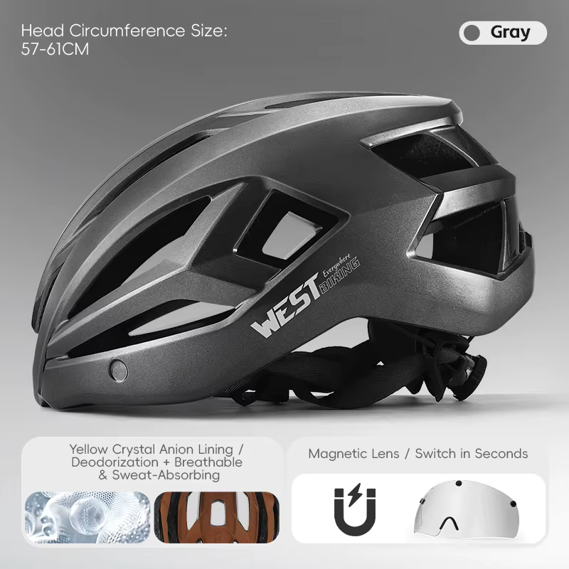 WEST BIKING – casque de cyclisme pour hommes, lunettes magnétiques réglables, casque de sécurité int