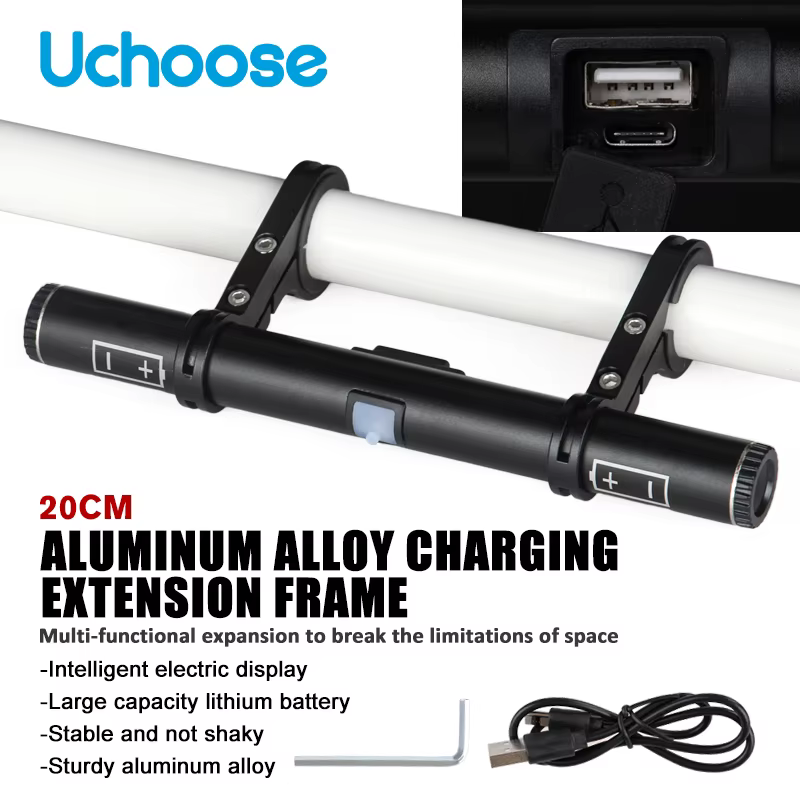 Support d'extension de vélo en alliage d'aluminium, Rechargeable par USB, pince de poignée de levier