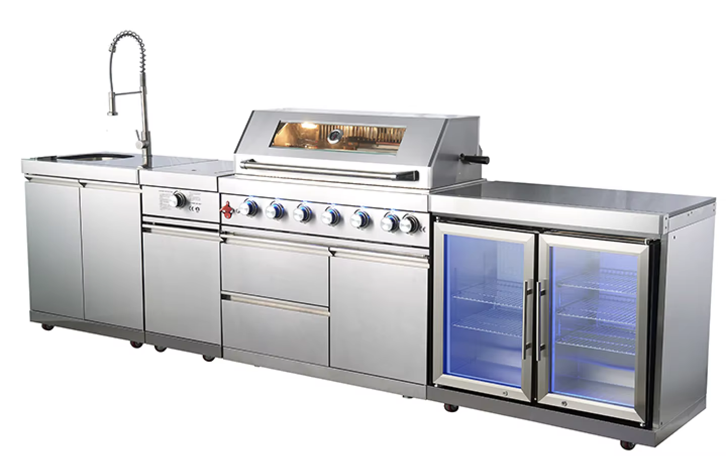 Ensemble de cuisine d'extérieur de luxe moderne 2026 avec barbecue et réfrigérateur pour jardin dome