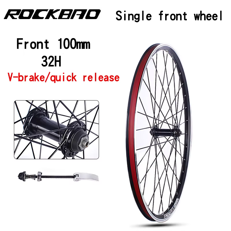 Jeu de roues de vélo de montagne ROCKBAO 20 pouces, jeu de roues à cartouche pour frein V 24/26 pouc