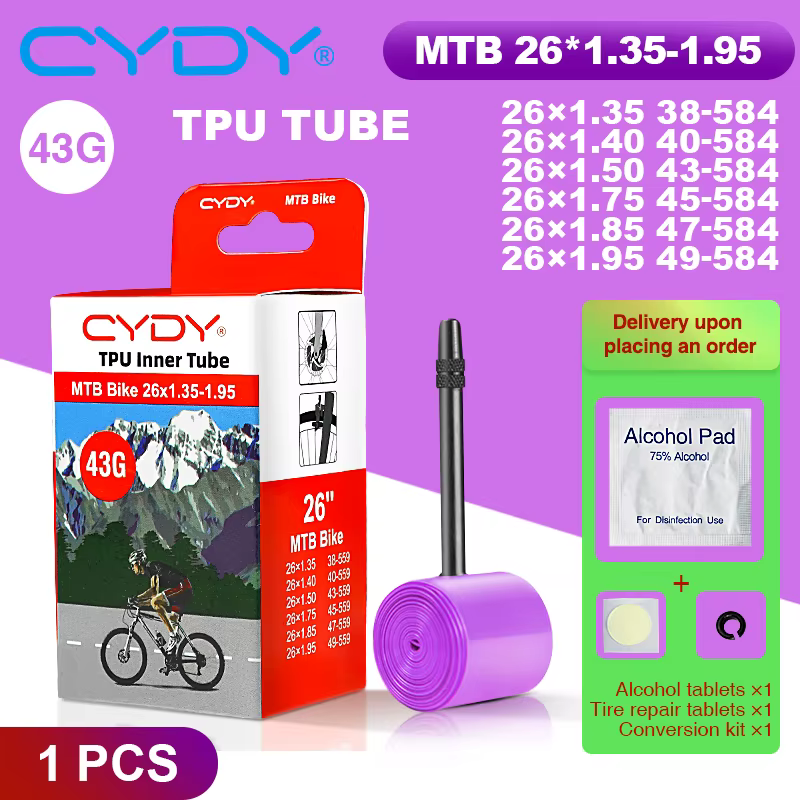 43g CYDY TPU Tube vtt 26 27.5 caméra intérieure de vélo 26/27.5x1.35 1.4 1.5 1.75 1.85 1.95 pouces p