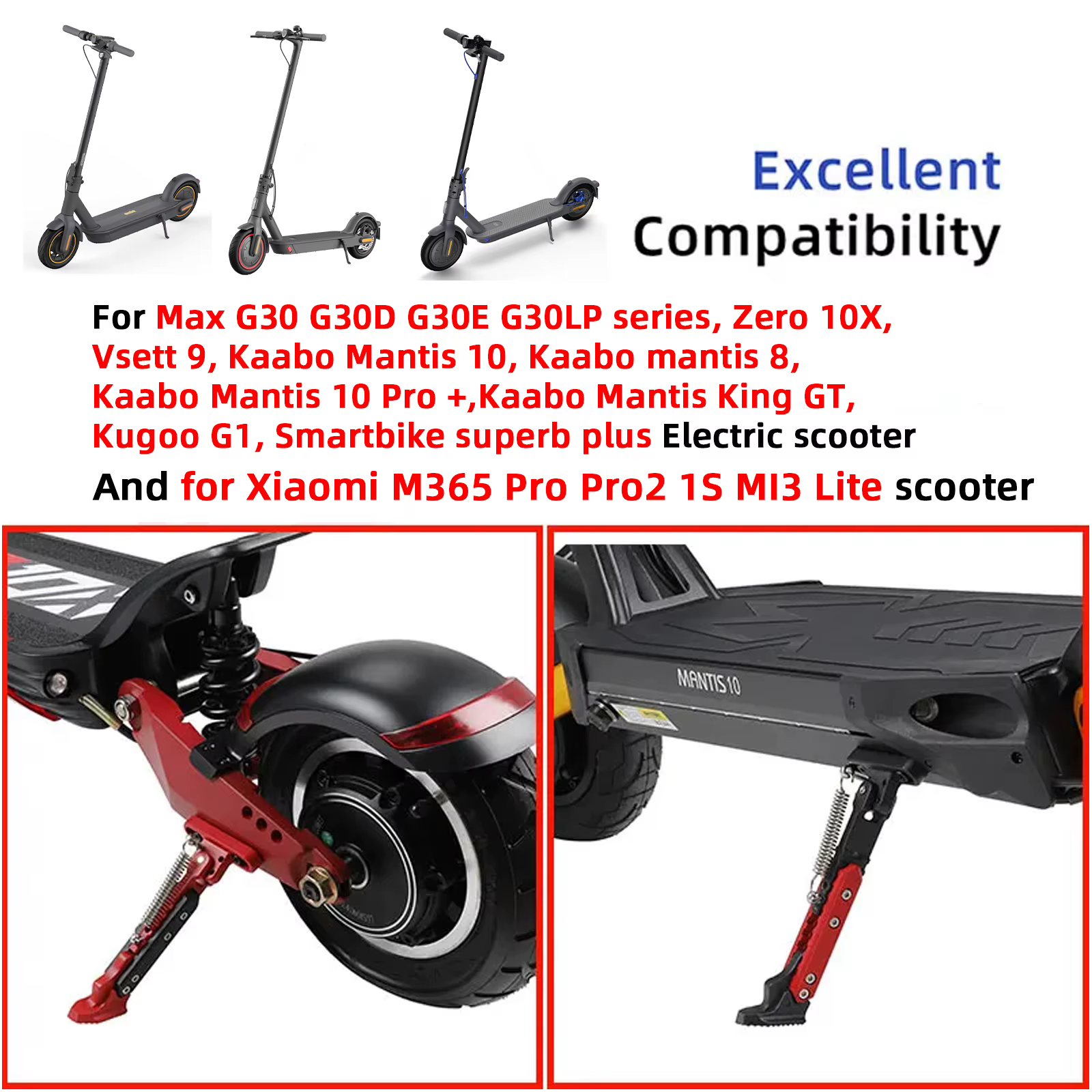 Ulip-Support de Stationnement Latéral Extensible pour Trottinette Électrique, Mise à Niveau V2.0, po