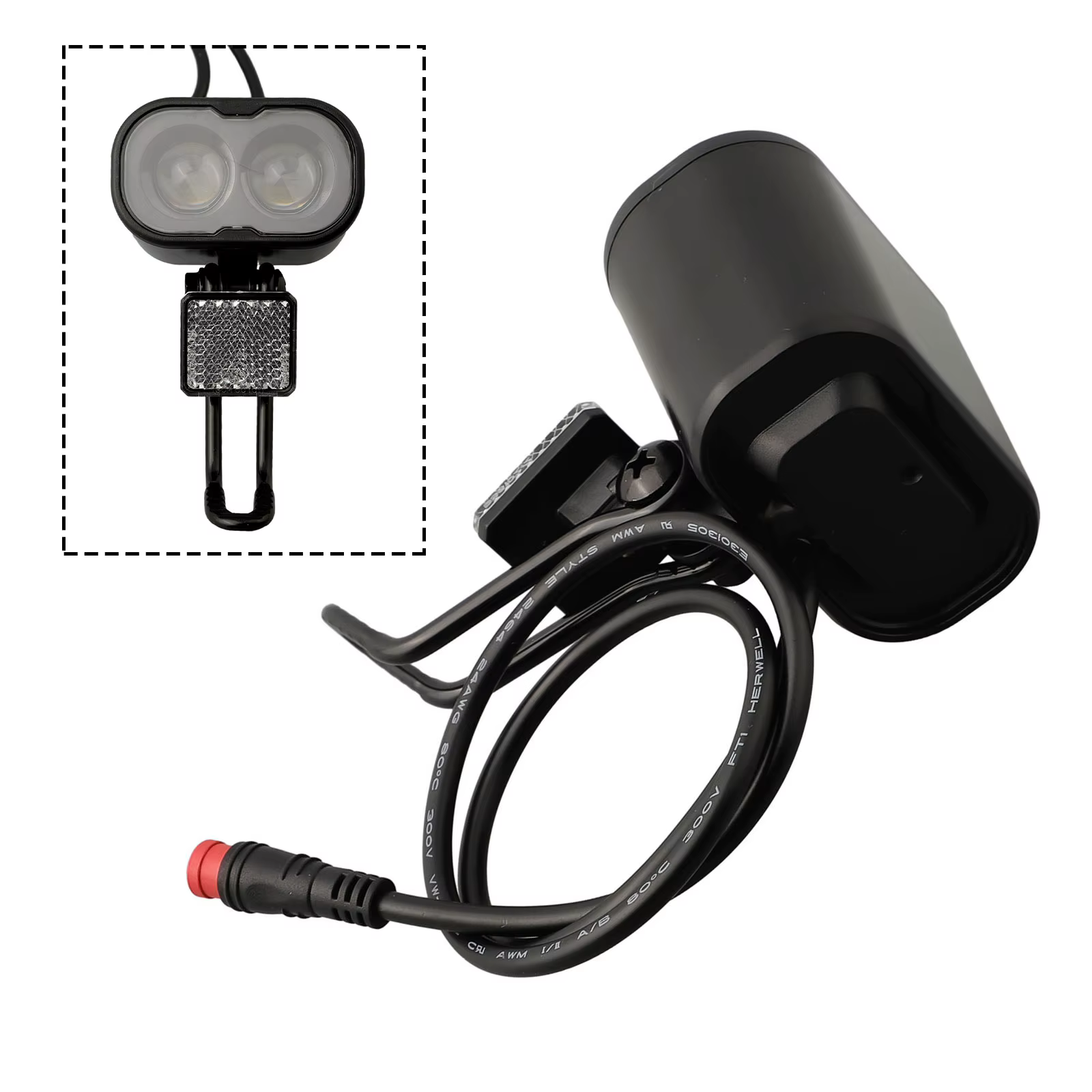 Phare de vélo avec batterie au Lithium 12-48V, 2 broches, éclairage de vélo, étanche, accessoires de