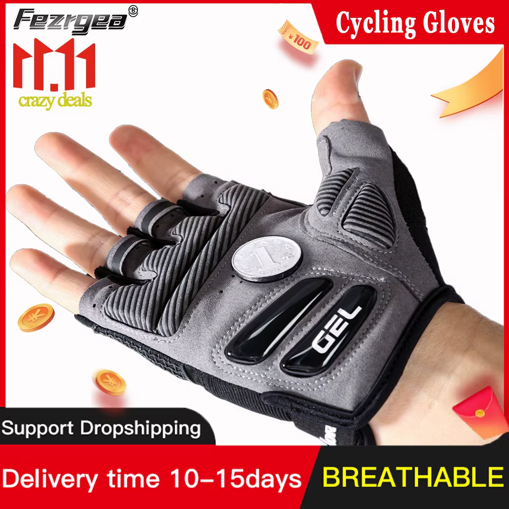 Gants de cyclisme demi-doigt pour hommes et femmes, en Silicone liquide, absorbant les chocs, respir