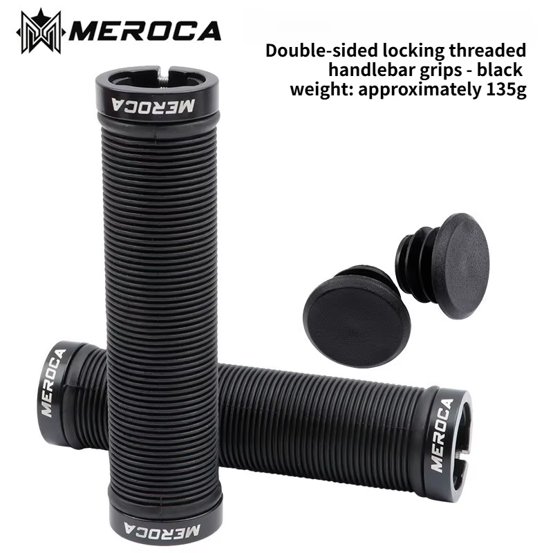 Poignées de vélo MEROCA en caoutchouc, simples ou doubles, pour VTT, avec système de verrouillage, a