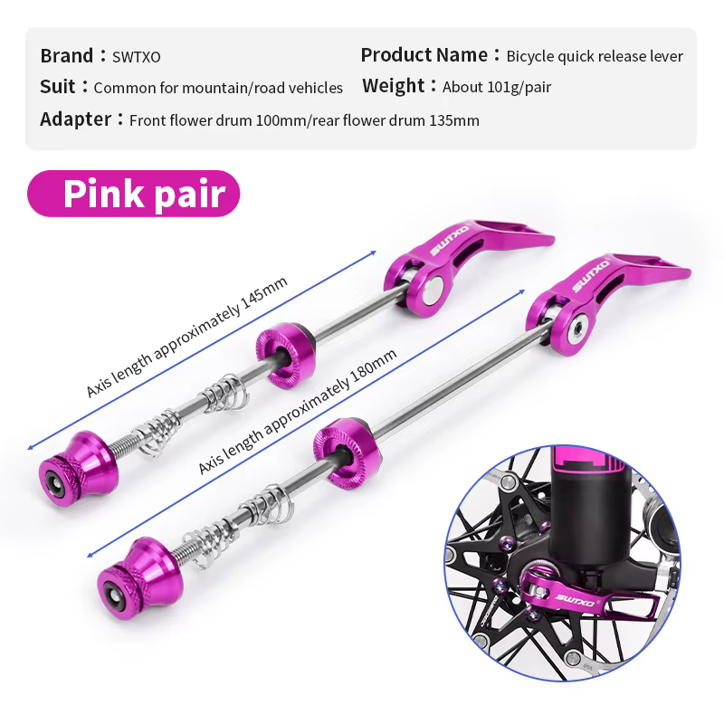 Brochettes QR à dégagement rapide pour vélo vtt, essieu de moyeu, roues, levier de verrouillage, piè