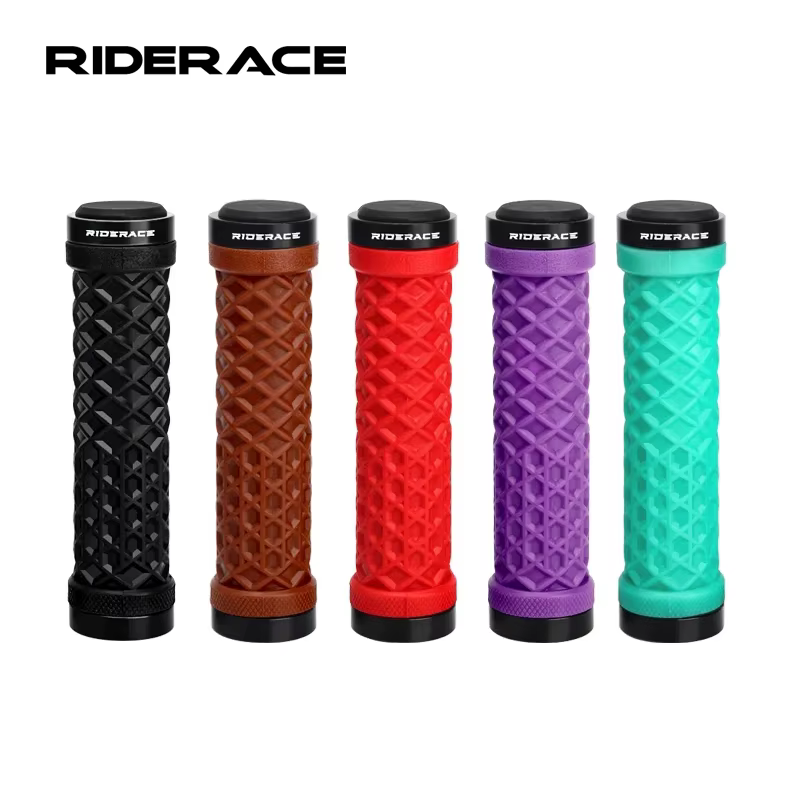 RIDERACE poignées de guidon de vélo en caoutchouc souple vtt serrure de vélo de montagne sur la couv