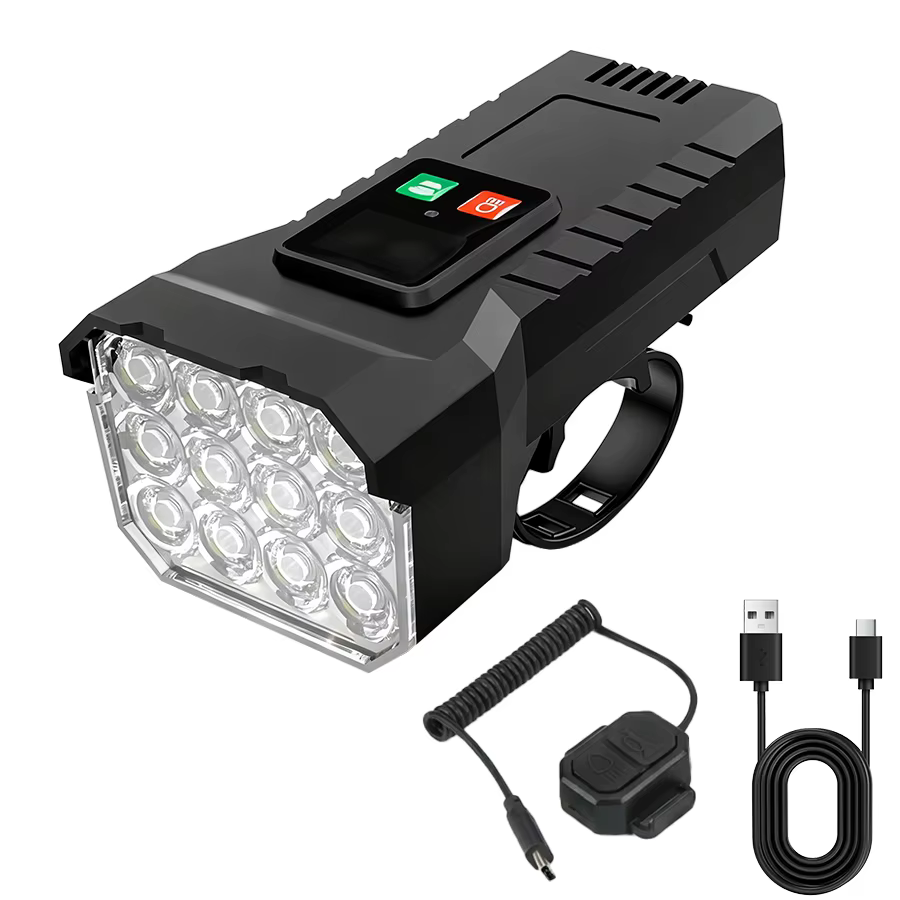 Phare avant de vélo puissant à 12 LED, rechargeable par USB, étanche, pour VTT, accessoires de vélo