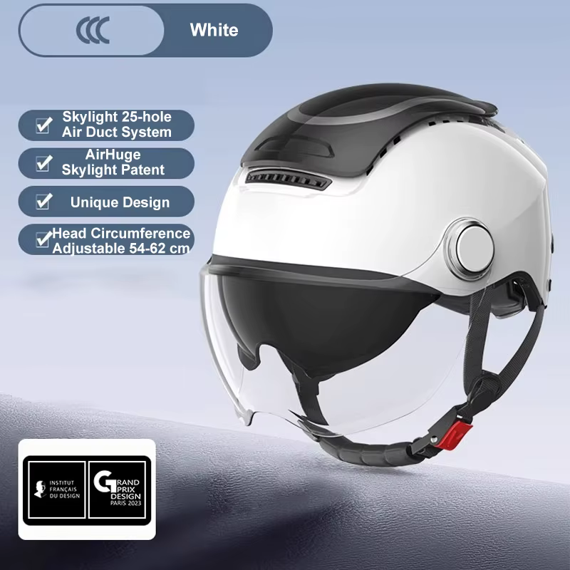 BIBEE 2.0 casque de moto électrique hommes femmes été respirant moto casque ouvert double lentilles 