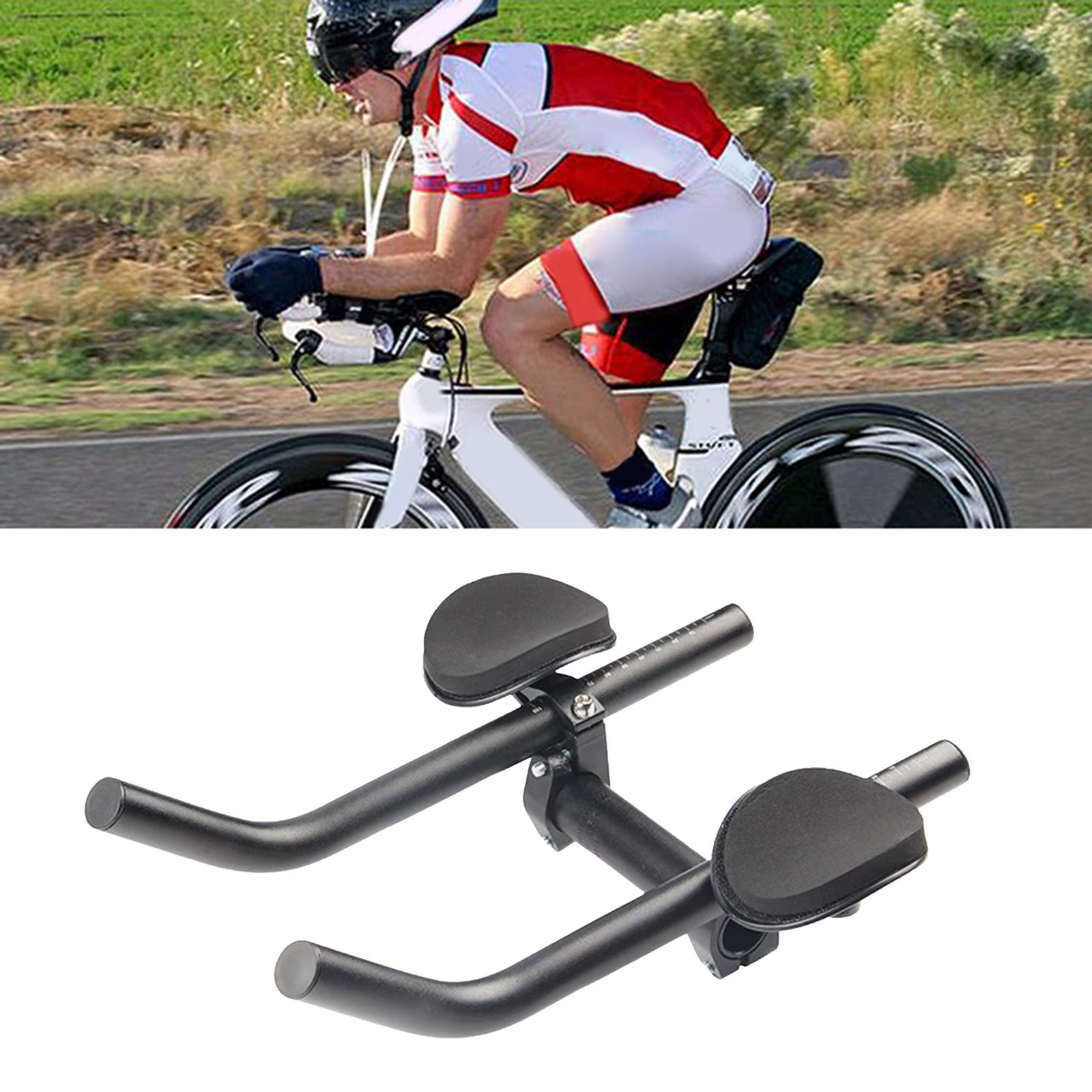 Guidon de vélo VTT aérodynamique détachable avec coussin en éponge pour le triathlon et la longue di