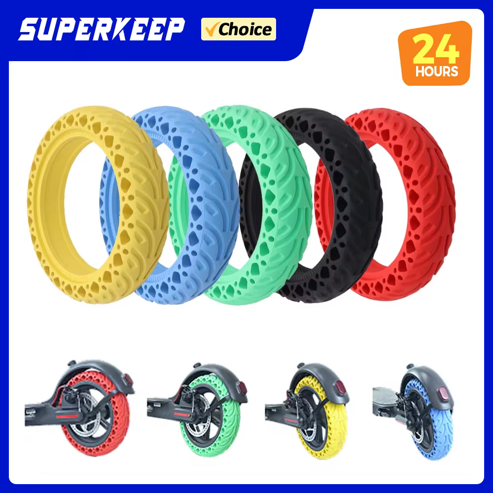 Pneu de 8.5 pouces pour Scooter électrique, amortisseur en nid d'abeille, rouge, caoutchouc solide D