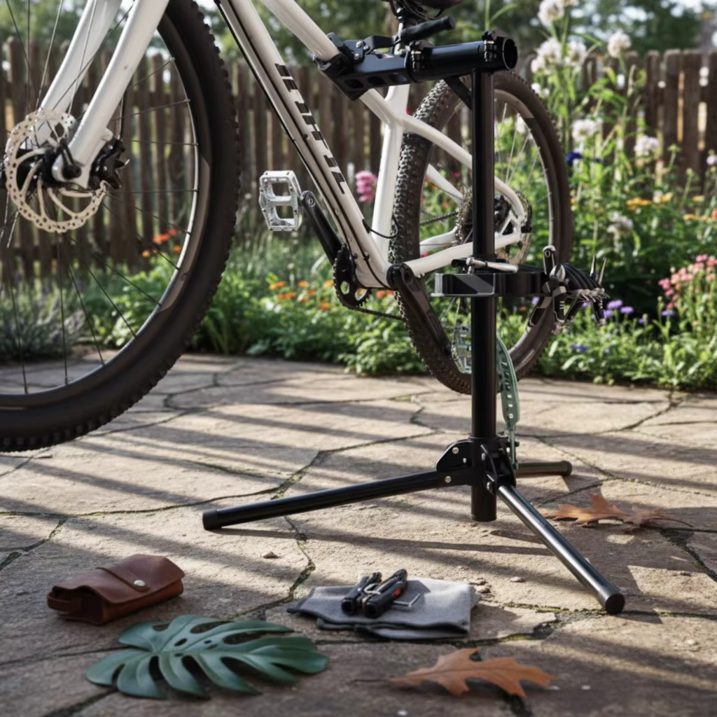 Support de réparation de vélo réglable avec pince, support de réparation de vélo pliable avec platea