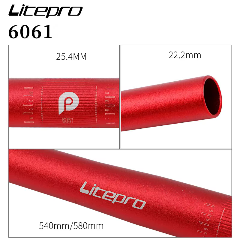 Litepro Monster vélo pliant horizontal 25.4*540/580mm guidon Ultra léger en alliage d'aluminium pièc
