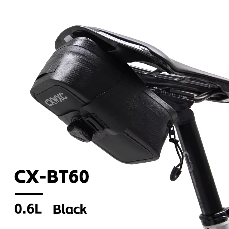 Sacoche de selle de vélo CXWXC en TPU 0,6 L avec bouton de verrouillage automatique, sacoche arrière