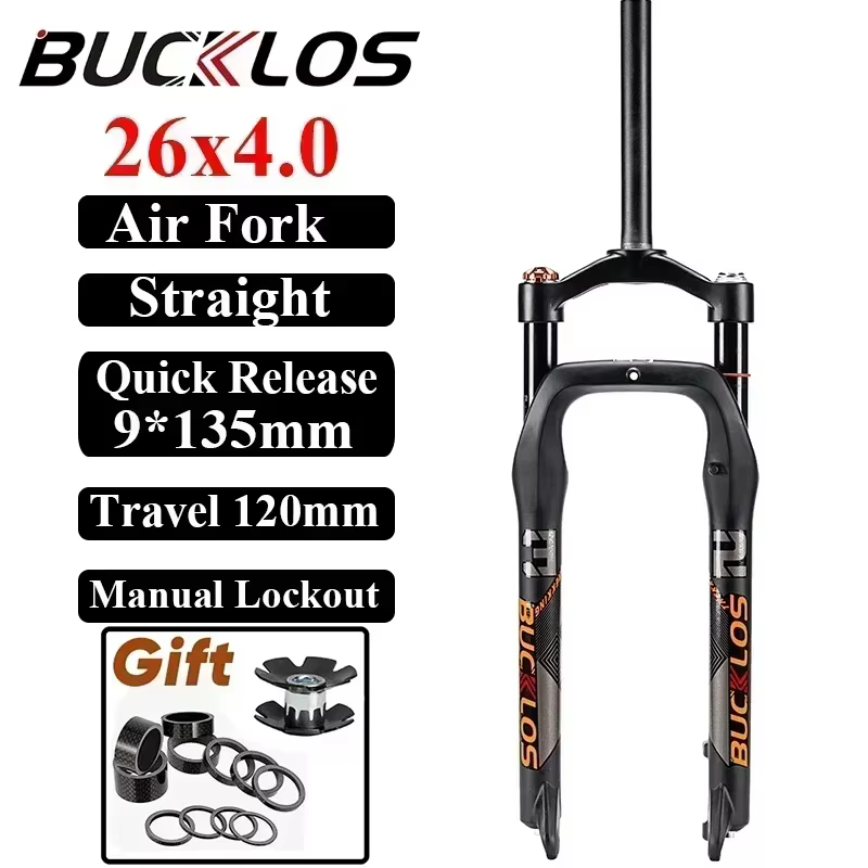 BUCKKub26X4.0-Fourche de vélo à suspension pneumatique, Fat Bike Travel, verrouillage manuel, fourch