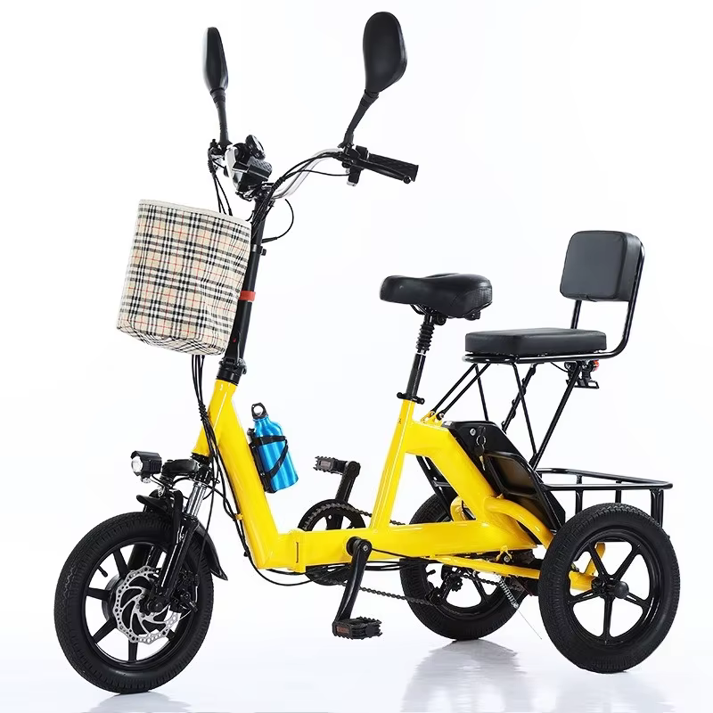 Tricycle électrique pliable de 14 pouces, 350W, 48V10.4Ah, en alliage d'aluminium, vélo électrique p
