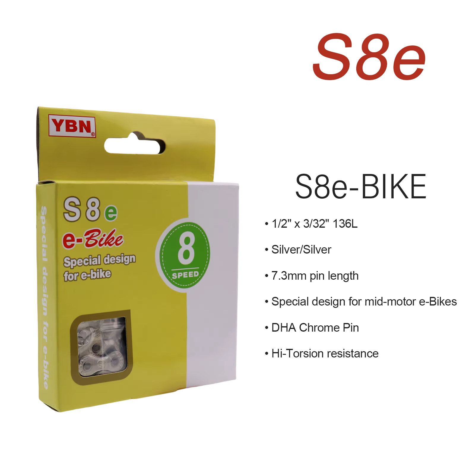 Chaîne de vélo électrique YBN 8/9/10/11/12 vitesses, 136 maillons, haute résistance, pour Bosch Bafa