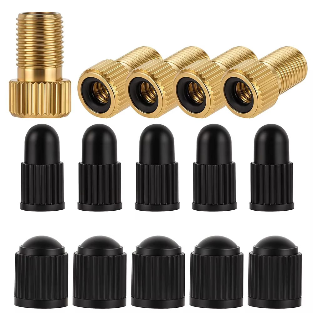 Adaptateur de assujetPresta en laiton (lot de 5 + 10 capuchons)-Convertir Presta en Schrader pour to