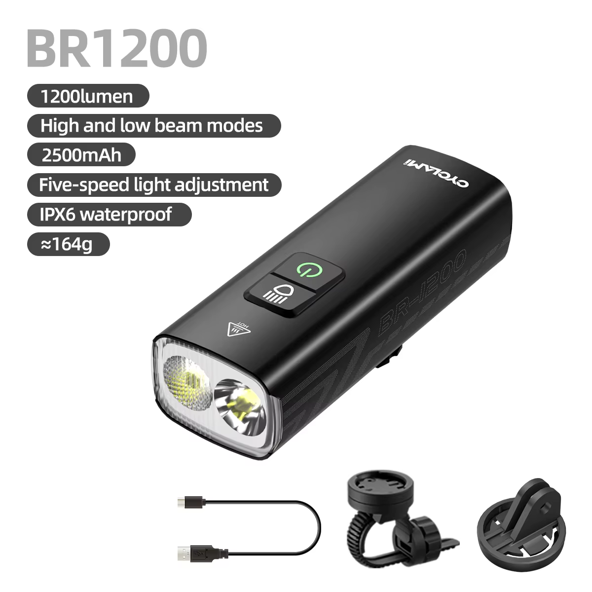 CYCLAMI-enquêter de vélo multifonction, haute luminosité, 1200 lumens, éclairage avant de sécurité p