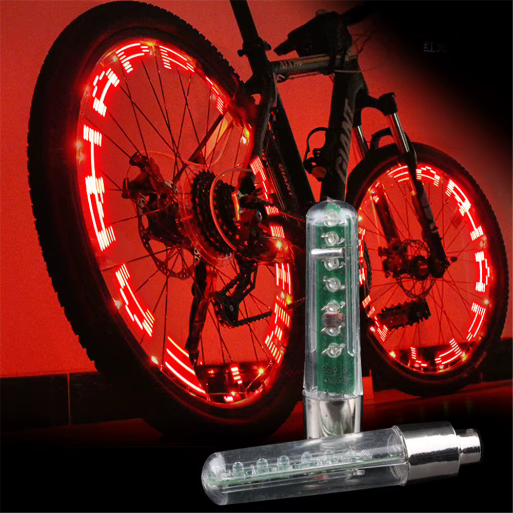 Lettre bouchons de Valve de pneu lumière roue de vélo lampe à rayons 7 couleurs Double face lumière