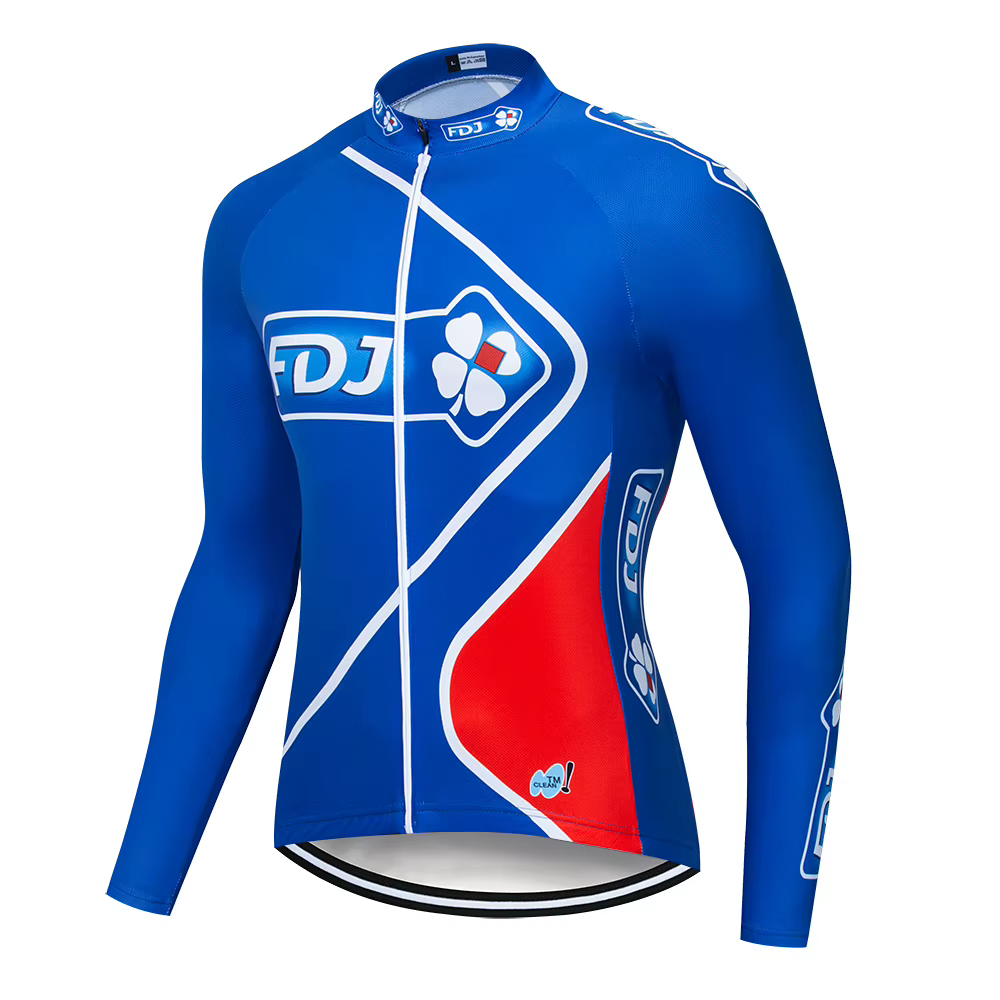 Nouveau FDJ équipe à manches longues Maillot de cyclisme hommes Protection course vélo chemise Maill