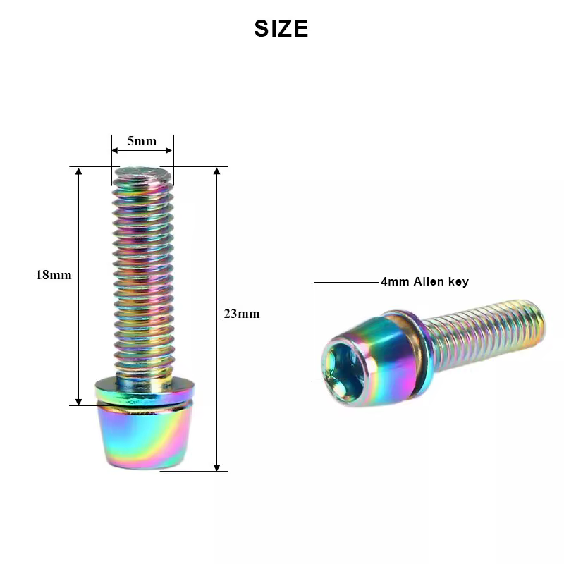 En Acier Inoxydable Coloré Pour VTT Route Vélo Tige Riser Vis De Guidon Vis M5 18MM 6 PCS/SET Titane