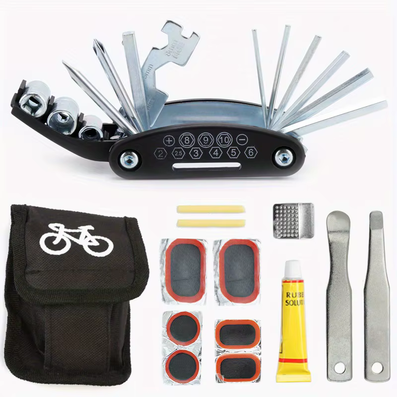 Kit de réparation de pneus de vélo, pratique à transporter avec boîte de rangement Portable, adapté 