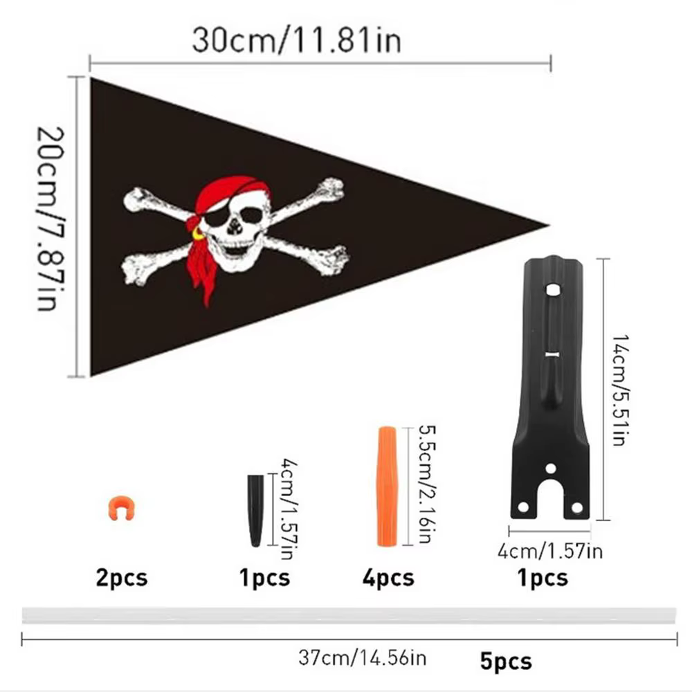 Drapeau de vélo haute visibilité avec mât, bannière d'avertissement extérieure à hauteur réglable, d