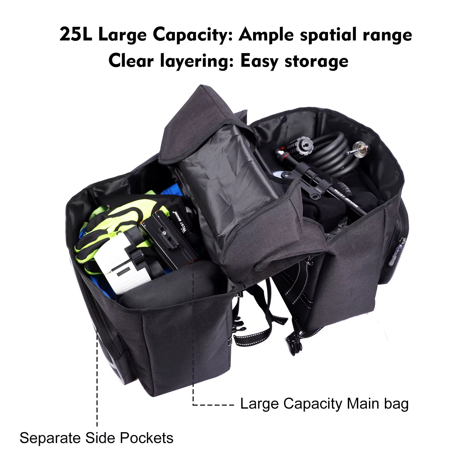 WEST VÉLO Vélo Siège Arrière Sac 25L Grande Capacité En Plein Air Porte Bagages Sacs Vélo VTT Route