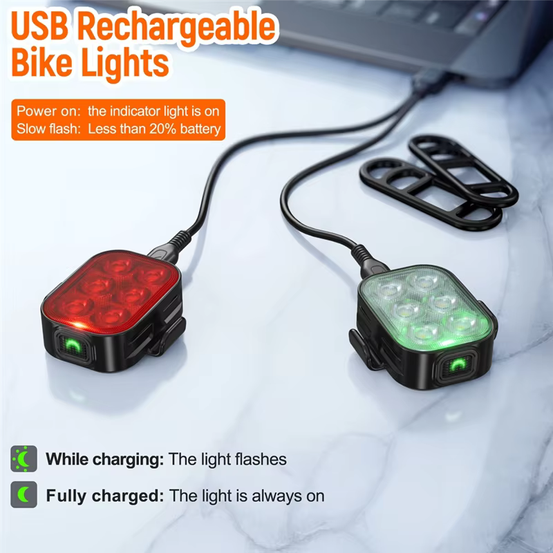 A06F-ensemble de lumières de vélo pour le cyclisme de montagne sur route charge rapide phare de vélo