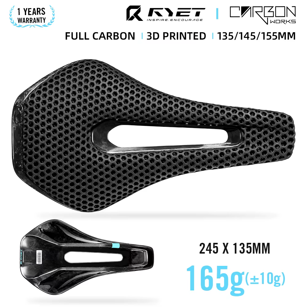 RYET 3D imprimé selle de vélo entièrement en carbone 245mm * 135/145/155mm selle de vélo pour vtt gr