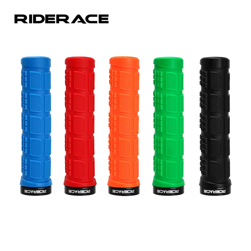 RIDERACE poignées de vélo de montagne anti-dérapant Durable résistant aux chocs en caoutchouc TPR en