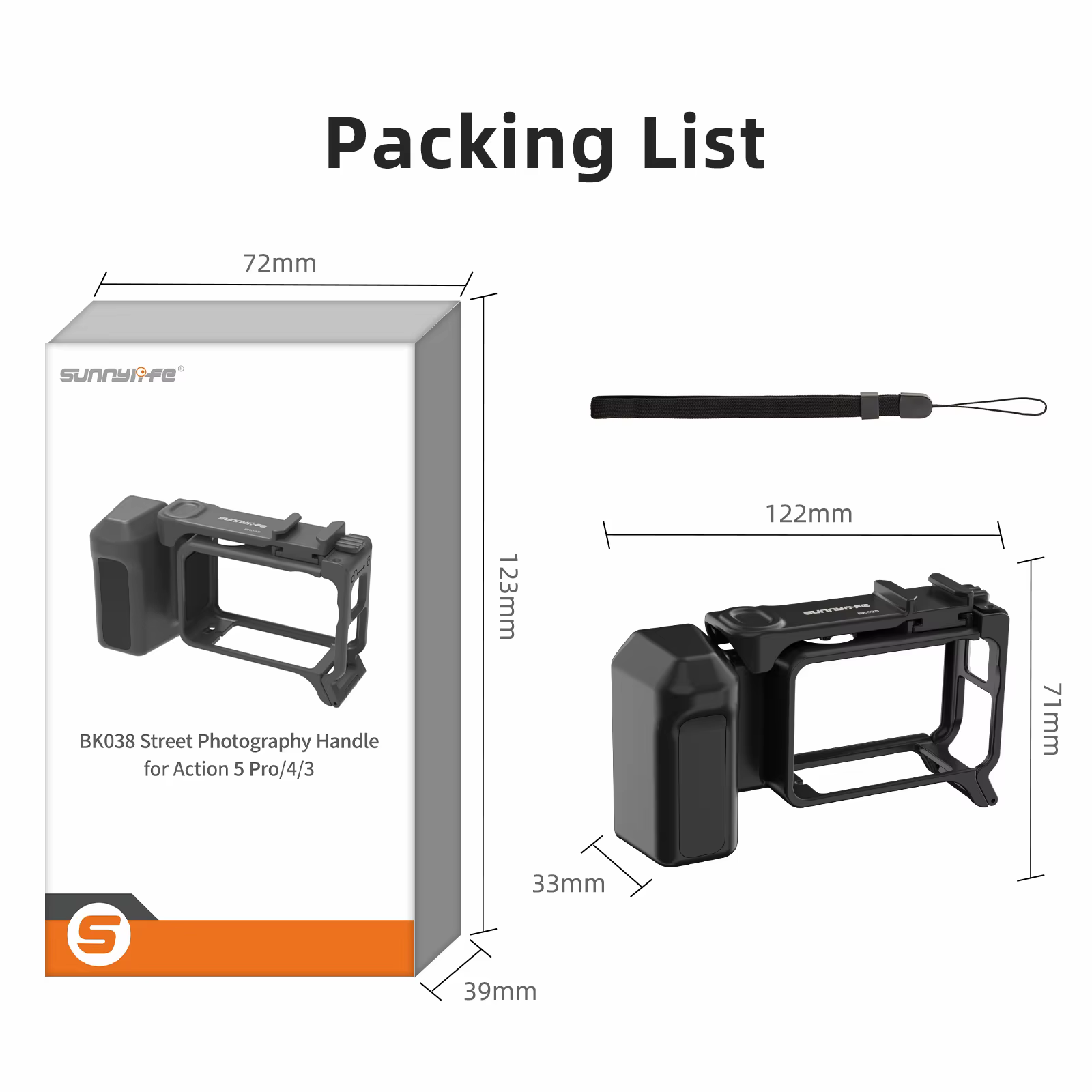 Pour DJI Action 5 Pro/4/3 Street Shot, cadre de poignée, étui de protection, accessoire Durable pour