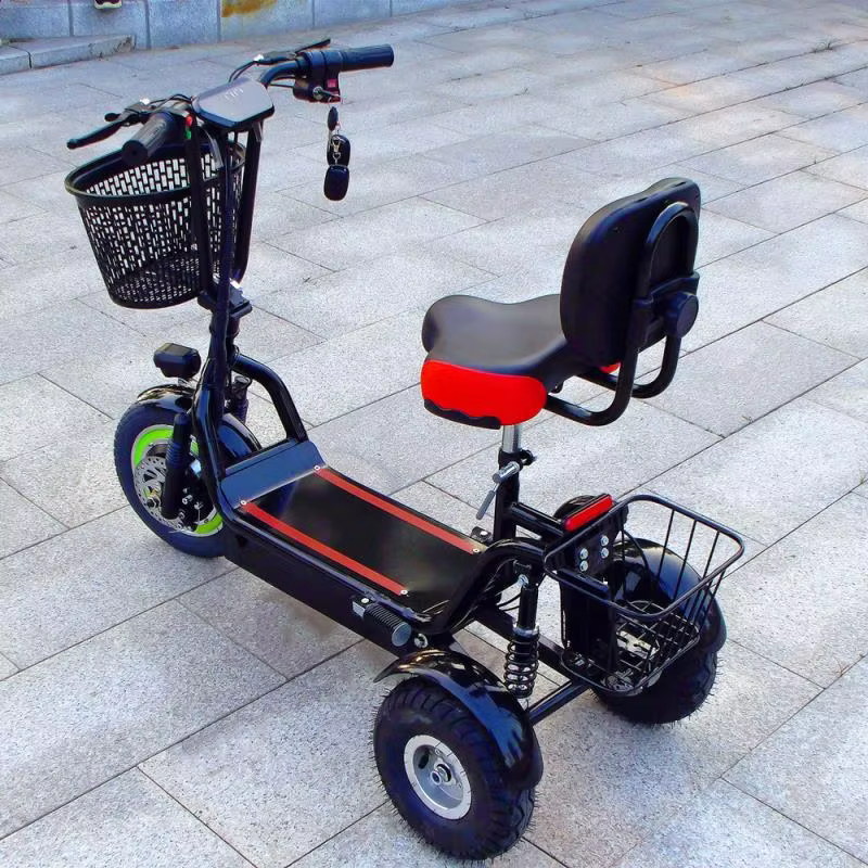 Scooter électrique pour adultes de haute qualité, mini, blanc, à trois roues, avec panier avant et s