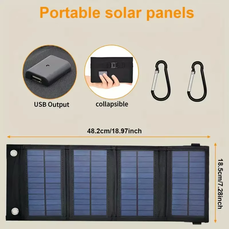 Panneau solaire pliable USB Portable, panneaux solaires pliants pour voyage, banque de chargement de