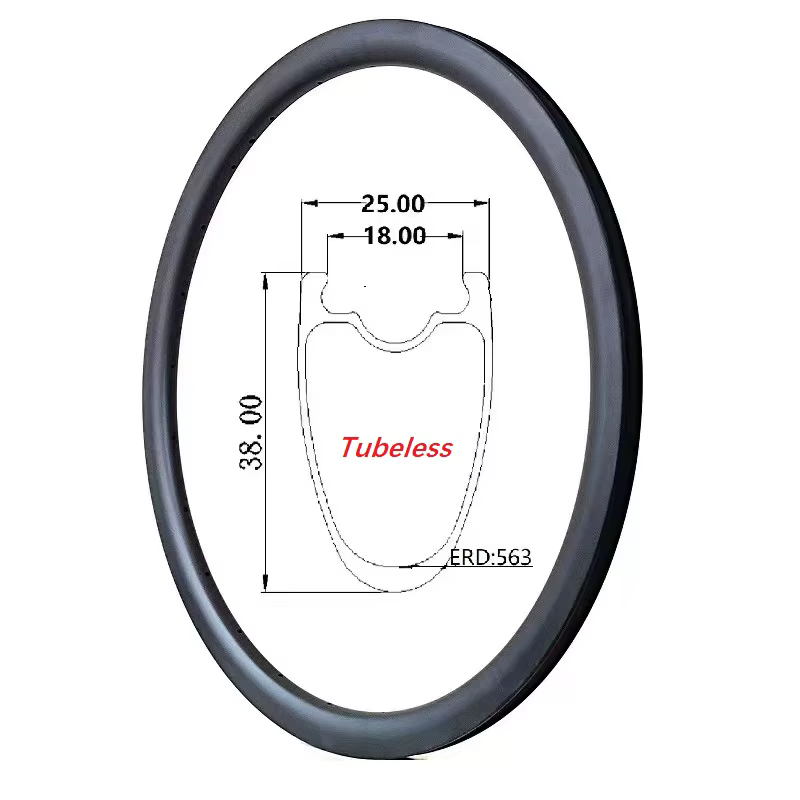 Jante de vélo en carbone 700C, 25mm de large 30 35 38 40 45 55 60mm, pneu profond, tubulaire sans ch